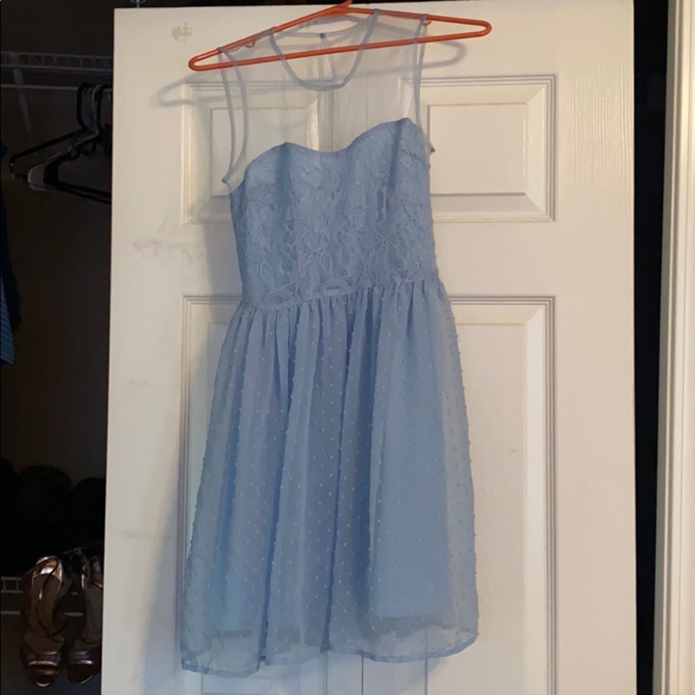 Light blue lace short dress